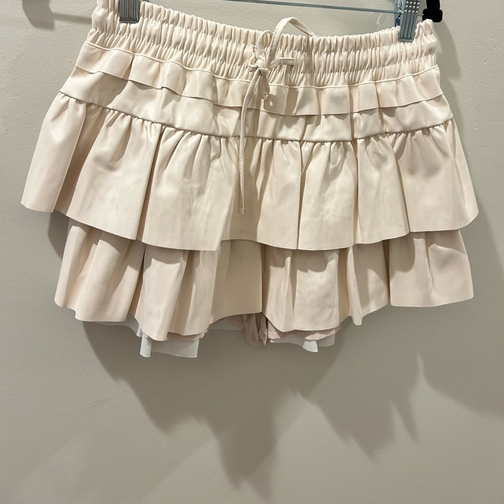 Cream faux leather day and moon skirt new with tags